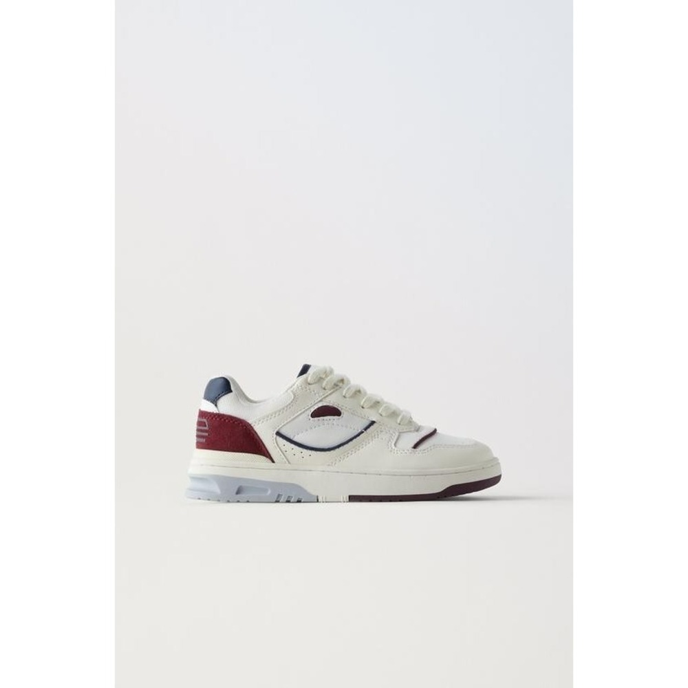 ZARA Kids Retro Unisex Sneakers Size 3.5 US /‎ 35 EU Cream Red Blue NWT Shoes